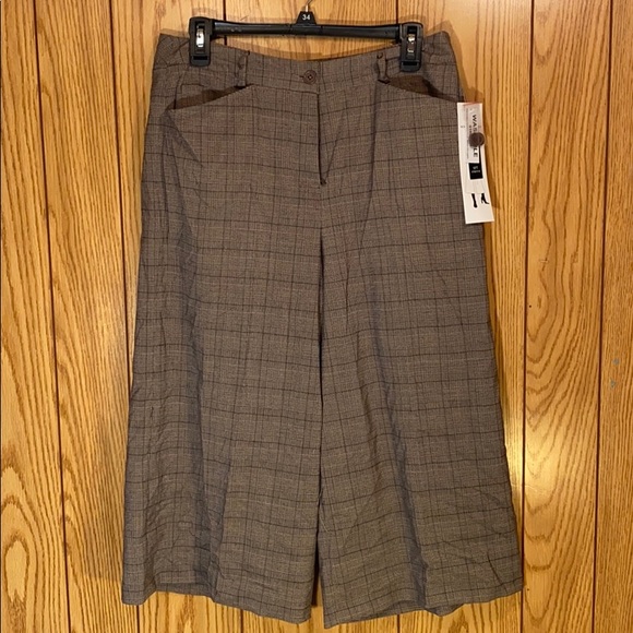 Larry Levine Pants - 🔥Brown Plaid Wide Leg Crop Pants